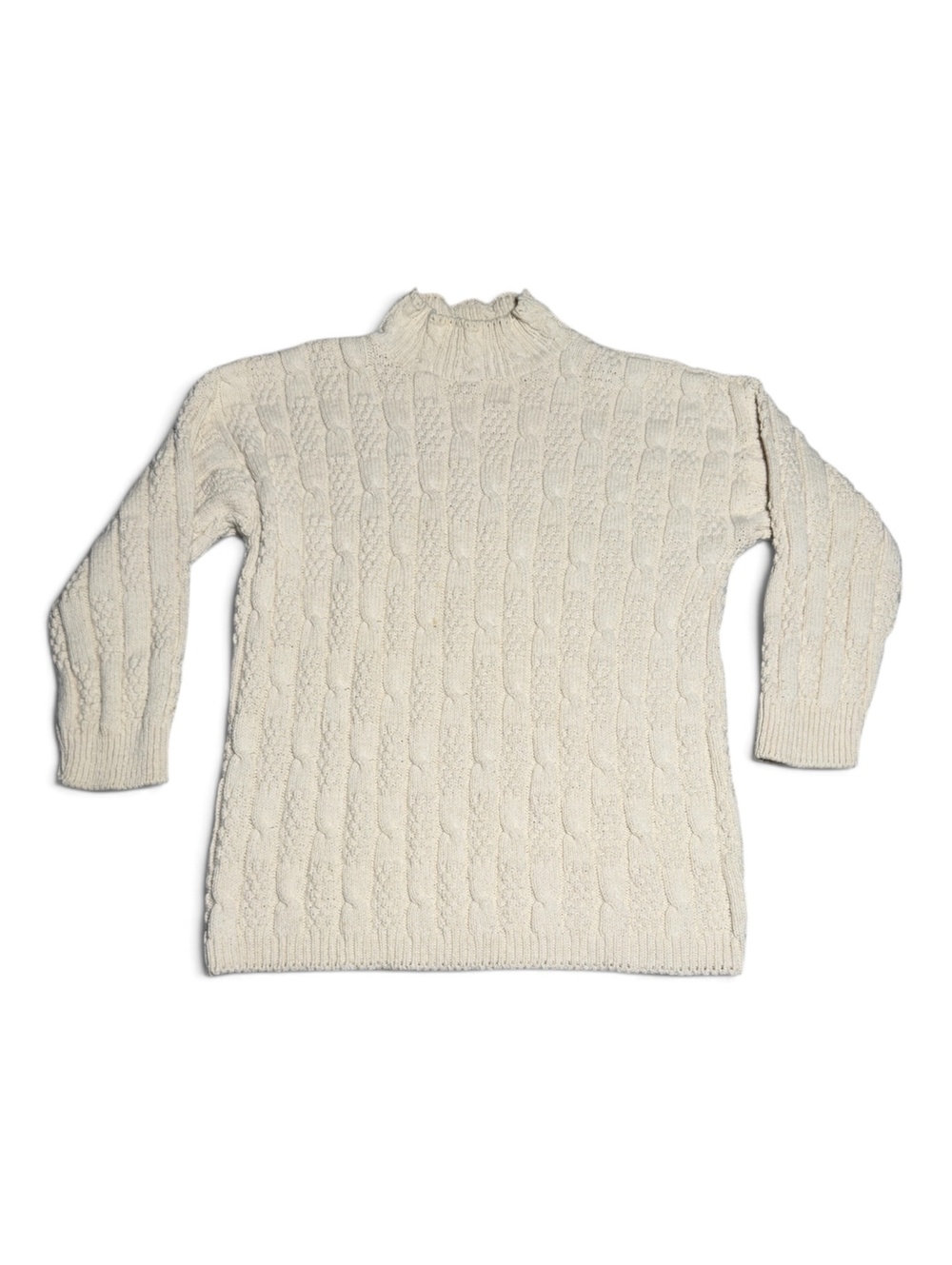 Vintage Cherokee Cream Cable Knit Cotton Sweater Size Large Made in USA